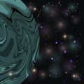 Illustration with space, stars, planet, space illustration, universe